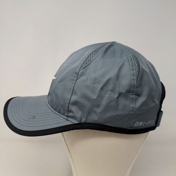 Nike Dri Fit Featherlight Men's Strapback Hat Gray OSFM Embroidered Logo - Picture 6 of 13